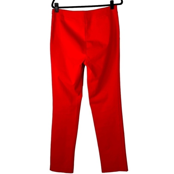 NINA MCLEMORE RED COTTON BLEND HIGH RISE SLIM TROUSER PANT - Picture 3 of 12
